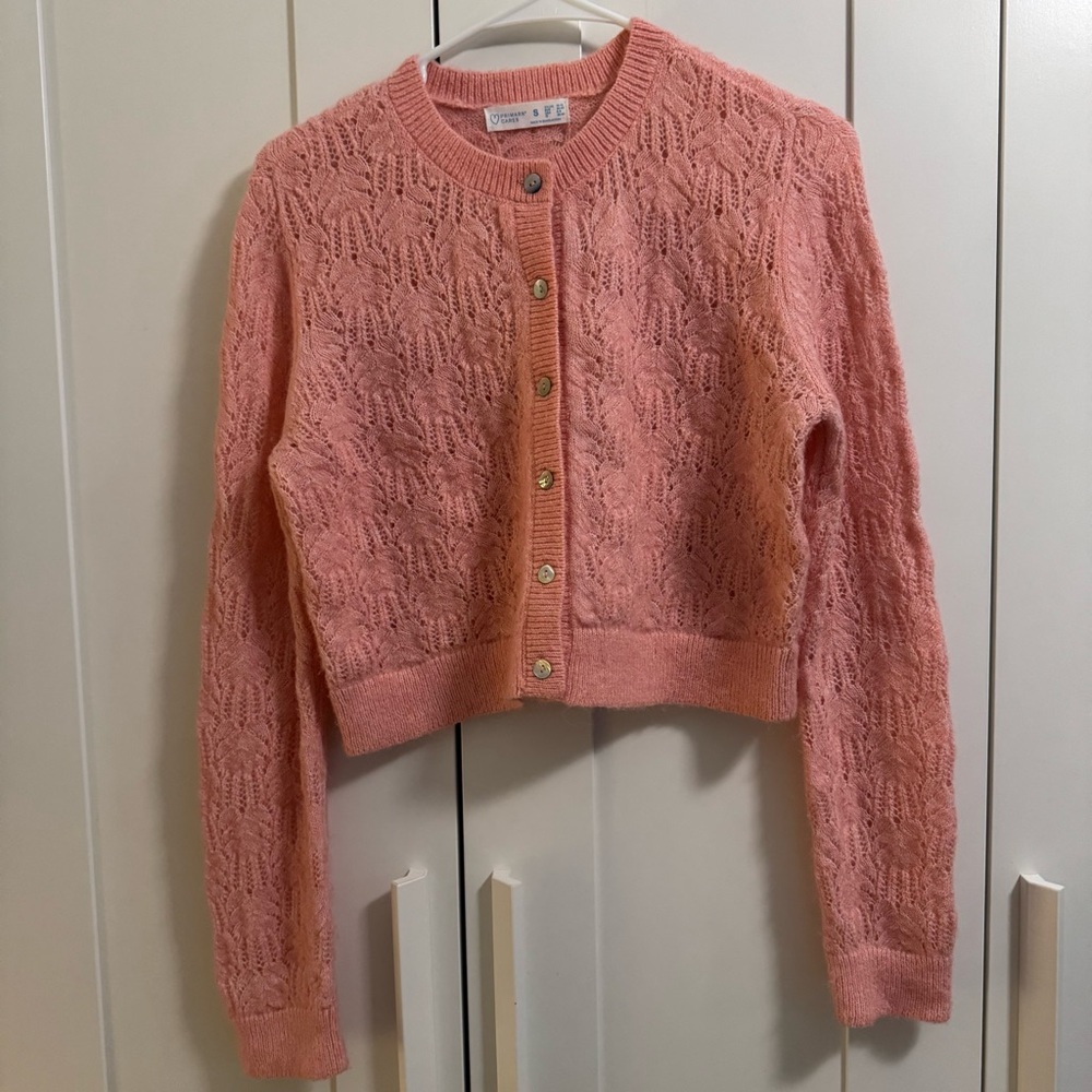 Pink coral button up round neck Cardigan Primark xs